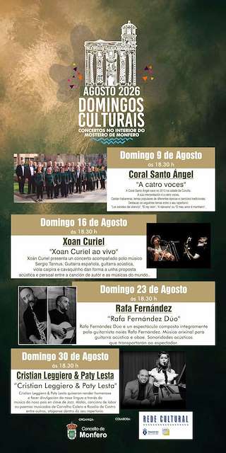 Fechas, información, programa, cartel, imágenes, mapa y ubicación de Domingos Culturais (2026) en Monfero