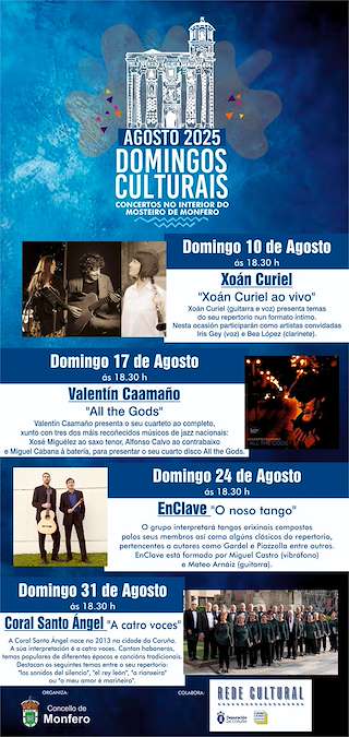 Fechas, información, programa, cartel, imágenes, mapa y ubicación de Domingos Culturais  en  Monfero