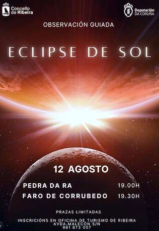 Fechas, información, programa, cartel, imágenes, mapa y ubicación de Eclipse de Sol (2026)  en  Ribeira