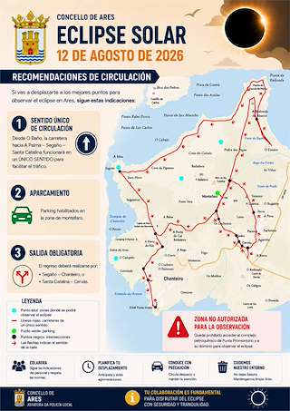 Fechas, información, programa, cartel, imágenes, mapa y ubicación de Eclipse Solar  (2026)  en  Ares