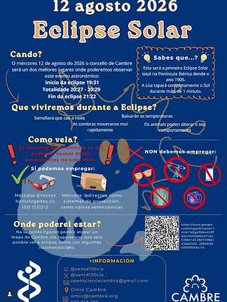 Fechas, información, programa, cartel, imágenes, mapa y ubicación de Eclipse Solar (2026)  en  Cambre