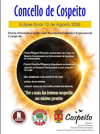 Fechas, información, programa, cartel, imágenes, mapa y ubicación de Eclipse Solar (2026)  en  Cospeito