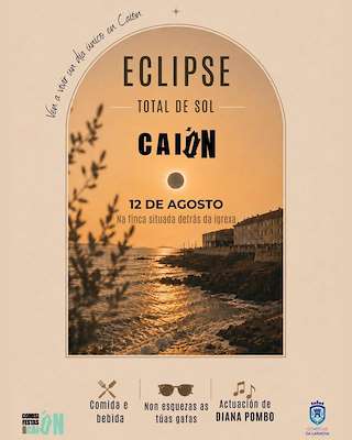 Fechas, información, programa, cartel, imágenes, mapa y ubicación de Eclipse Solar de Caión  (2026)  en  A Laracha
