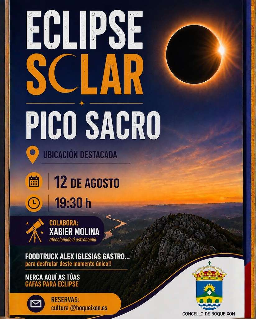 Eclipse Solar do Pico Sacro (2026) en Boqueixón
