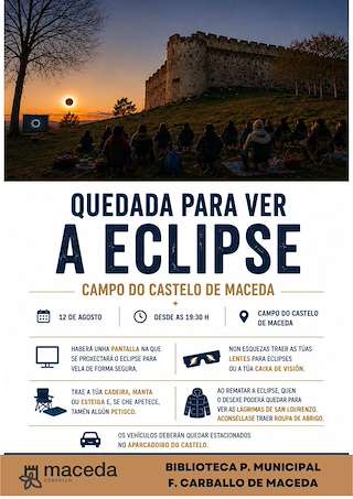 Fechas, información, programa, cartel, imágenes, mapa y ubicación de Eclipse Solar (2026)  en  Maceda
