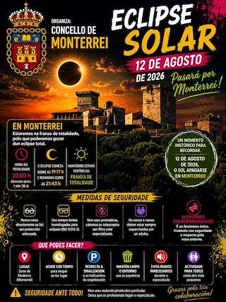Fechas, información, programa, cartel, imágenes, mapa y ubicación de Eclipse Solar (2026)  en  Monterrei