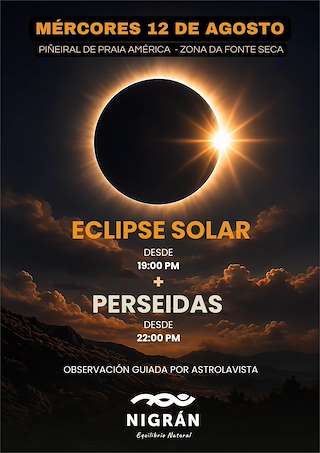 Fechas, información, programa, cartel, imágenes, mapa y ubicación de Eclipse Solar (2026)  en  Nigrán