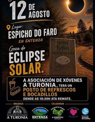 Fechas, información, programa, cartel, imágenes, mapa y ubicación de Eclipse Solar no Espicho do Faro (2026)  en  Salceda de Caselas