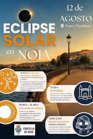 Fechas, información, programa, cartel, imágenes, mapa y ubicación de Eclipse Solar (2026)  en  Noia