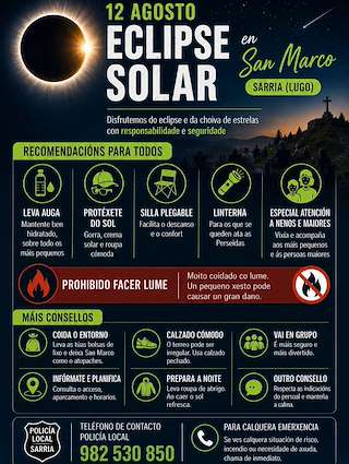 Fechas, información, programa, cartel, imágenes, mapa y ubicación de Eclipse Solar (2026)  en  Sarria
