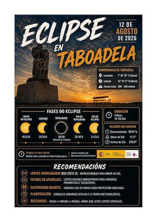Fechas, información, programa, cartel, imágenes, mapa y ubicación de Eclipse Solar (2026)  en  Taboadela