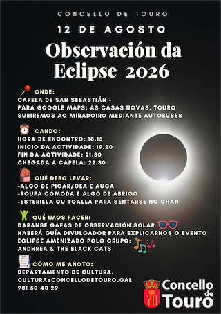 Fechas, información, programa, cartel, imágenes, mapa y ubicación de Eclipse Solar (2026)  en  Touro