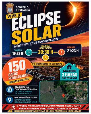 Fechas, información, programa, cartel, imágenes, mapa y ubicación de Eclipse Solar (2026)  en  Vilaboa