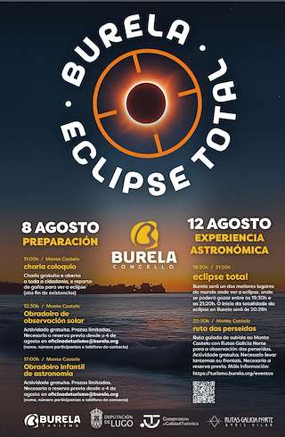 Fechas, información, programa, cartel, imágenes, mapa y ubicación de Eclipse Total (2026)  en  Burela