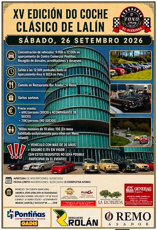 Fechas, información, programa, cartel, imágenes, mapa y ubicación de XV Edición do Coche Clásico (2026) en Lalín