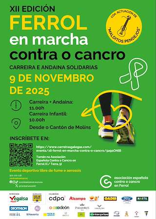 Fechas, información, programa, cartel, imágenes, mapa y ubicación de En Marcha Contra o Cancro (2025)  en  Ferrol