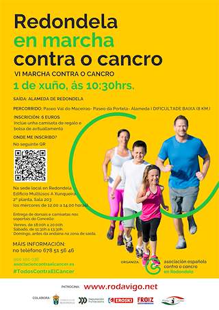 Fechas, información, programa, cartel, imágenes, mapa y ubicación de En Marcha Contra o Cancro  en  Redondela