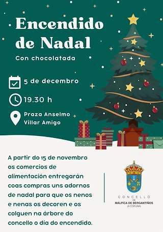 Fechas, información, programa, cartel, imágenes, mapa y ubicación de Encendido de Nadal  en  Malpica de Bergantiños