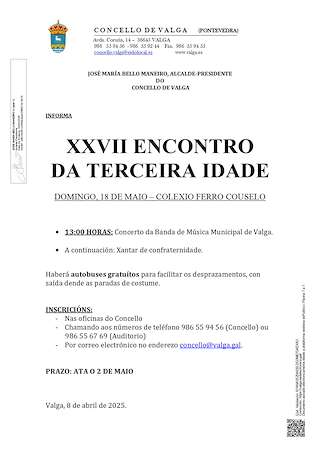 Fechas, información, programa, cartel, imágenes, mapa y ubicación de XXVII Encontro cos Nosos Maiores  en  Valga