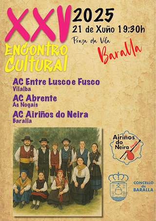 Fechas, información, programa, cartel, imágenes, mapa y ubicación de XXV Encontro Cultural Airiños do Neira  en  Baralla