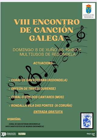 Fechas, información, programa, cartel, imágenes, mapa y ubicación de VIII Encontro da Canción Galega  en  Redondela