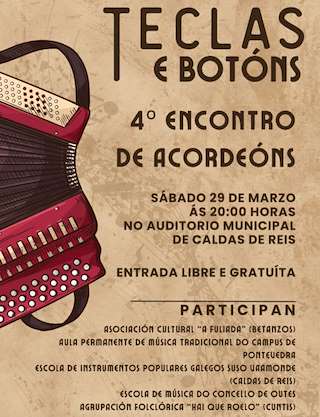 Fechas, información, programa, cartel, imágenes, mapa y ubicación de IV Encontro de Acordeóns  en  Caldas de Reis