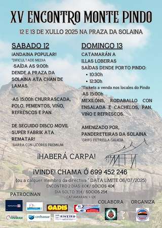 Fechas, información, programa, cartel, imágenes, mapa y ubicación de XV Encontro Monte Pindo  en  Carnota