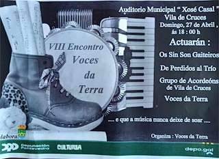 Fechas, información, programa, cartel, imágenes, mapa y ubicación de VIII Encontro Voces da Terra  en  Vila de Cruces