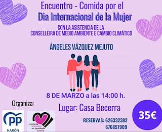 Fechas, información, programa, cartel, imágenes, mapa y ubicación de Encuentro - Comida por el Día Internacional de la Mujer  en  Narón