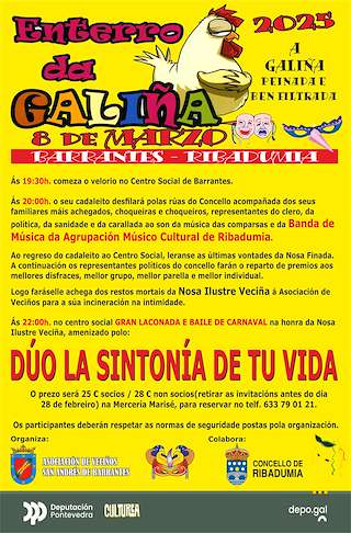 Fechas, información, programa, cartel, imágenes, mapa y ubicación de Entierro de la Galliña de Barrantes  en  Ribadumia