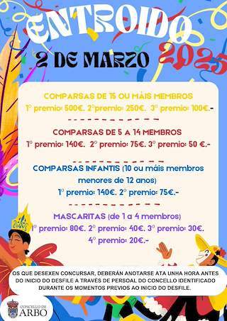 Fechas, información, programa, cartel, imágenes, mapa y ubicación de Entroido  en  Arbo