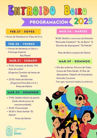 Fechas, información, programa, cartel, imágenes, mapa y ubicación de Entroido  en  Boiro
