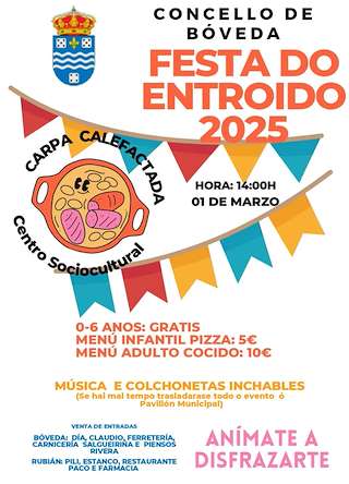 Fechas, información, programa, cartel, imágenes, mapa y ubicación de Entroido  en  Bóveda