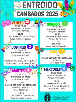 Fechas, información, programa, cartel, imágenes, mapa y ubicación de Entroido  en  Cambados