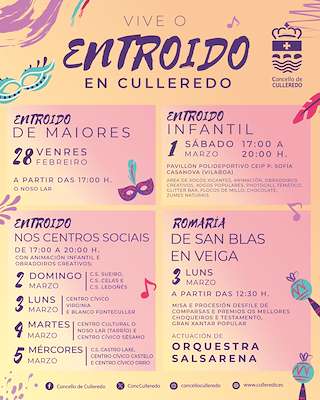 Fechas, información, programa, cartel, imágenes, mapa y ubicación de Entroido  en  Culleredo