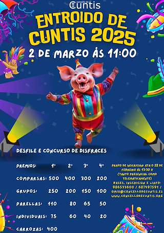 Fechas, información, programa, cartel, imágenes, mapa y ubicación de Entroido  en  Cuntis