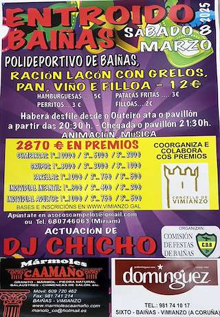 Fechas, información, programa, cartel, imágenes, mapa y ubicación de Entroido de Baíñas  en  Vimianzo
