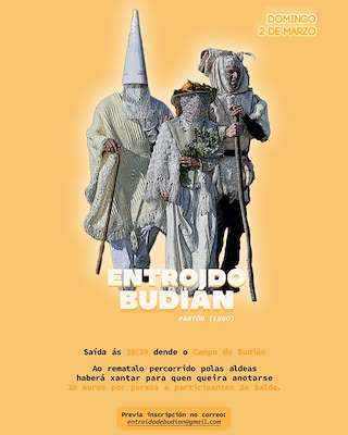Fechas, información, programa, cartel, imágenes, mapa y ubicación de Entroido de Budián  en  Pantón
