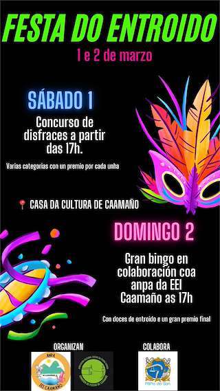 Fechas, información, programa, cartel, imágenes, mapa y ubicación de Entroido de Caamaño  en  Porto do Son