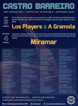 Fechas, información, programa, cartel, imágenes, mapa y ubicación de Entroido de Castro Barreiro  en  Salceda de Caselas