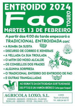 Fechas, información, programa, cartel, imágenes, mapa y ubicación de Entroido de Fao   en  Touro