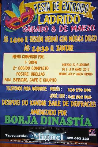 Fechas, información, programa, cartel, imágenes, mapa y ubicación de Entroido de Ladrido  en  Ortigueira