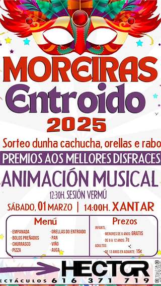 Fechas, información, programa, cartel, imágenes, mapa y ubicación de Entroido de Moreiras  en  Toén