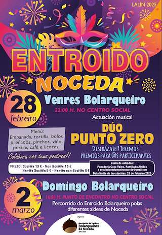 Fechas, información, programa, cartel, imágenes, mapa y ubicación de Entroido de Noceda   en  Lalín