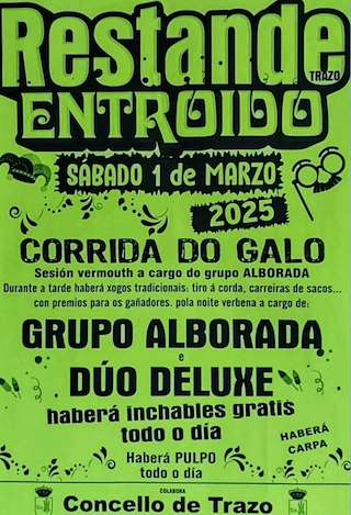 Fechas, información, programa, cartel, imágenes, mapa y ubicación de Entroido de Restande   en  Trazo