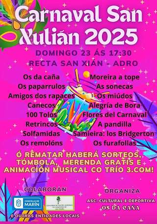 Fechas, información, programa, cartel, imágenes, mapa y ubicación de Entroido de San Xulián  en  Marín