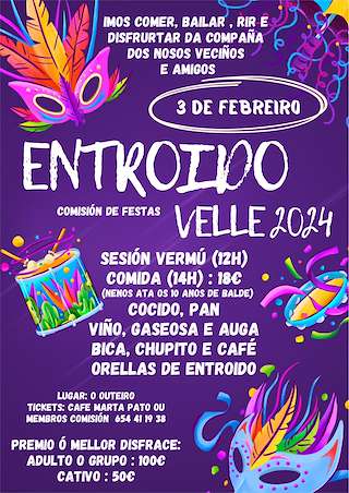 Fechas, información, programa, cartel, imágenes, mapa y ubicación de Entroido de Velle  en  Ourense