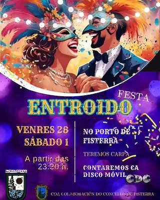 Fechas, información, programa, cartel, imágenes, mapa y ubicación de Entroido do SD Fisterra