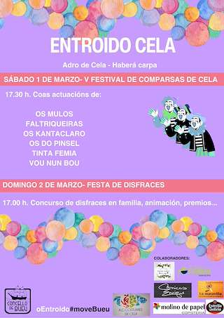 Fechas, información, programa, cartel, imágenes, mapa y ubicación de Entroido - V Festival Comparsas de Cela  en  Bueu