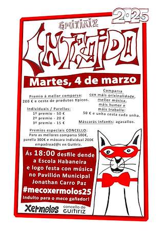 Fechas, información, programa, cartel, imágenes, mapa y ubicación de Entroido  en  Guitiriz